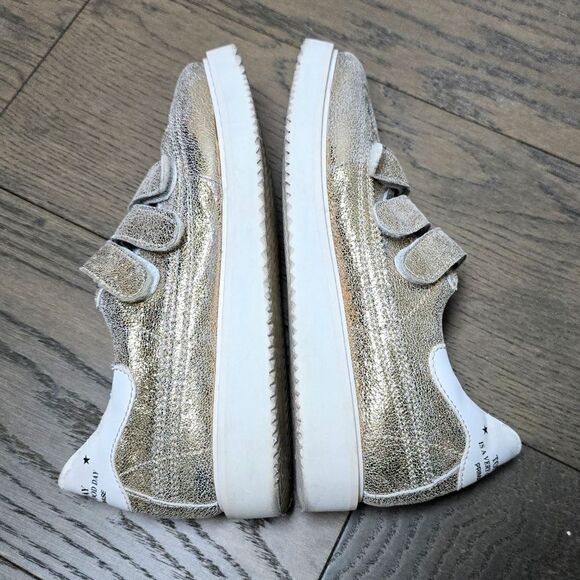 Primabase Italy Leather Metallic Velcro Wingtip Trainers in Gold - Picture 10 of 13